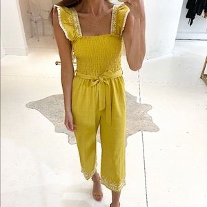 Cropped gold/mustard yellow jumpsuit